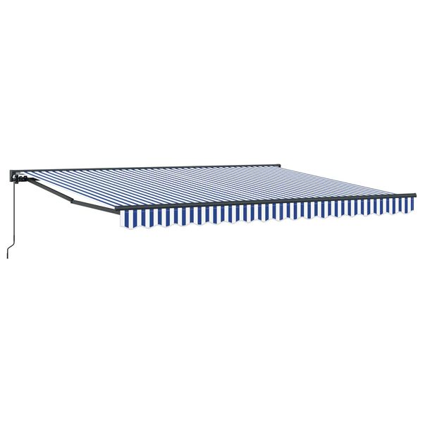 vidaXL Τέντα Κασετίνα Χειροκίνητη Μπλε / Λευκή 350 x 250 εκ.