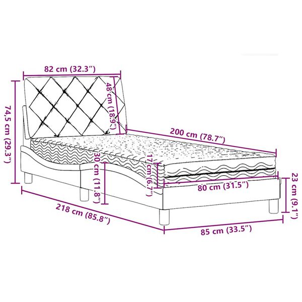 vidaXL Κρεβάτι με Στρώμα Taupe 80x200 εκ. Υφασμάτινο