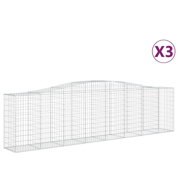 vidaXL Συρματοκιβώτια Τοξωτά 3 τεμ. 400x50x100/120 εκ. Γαλβαν. Ατσάλι
