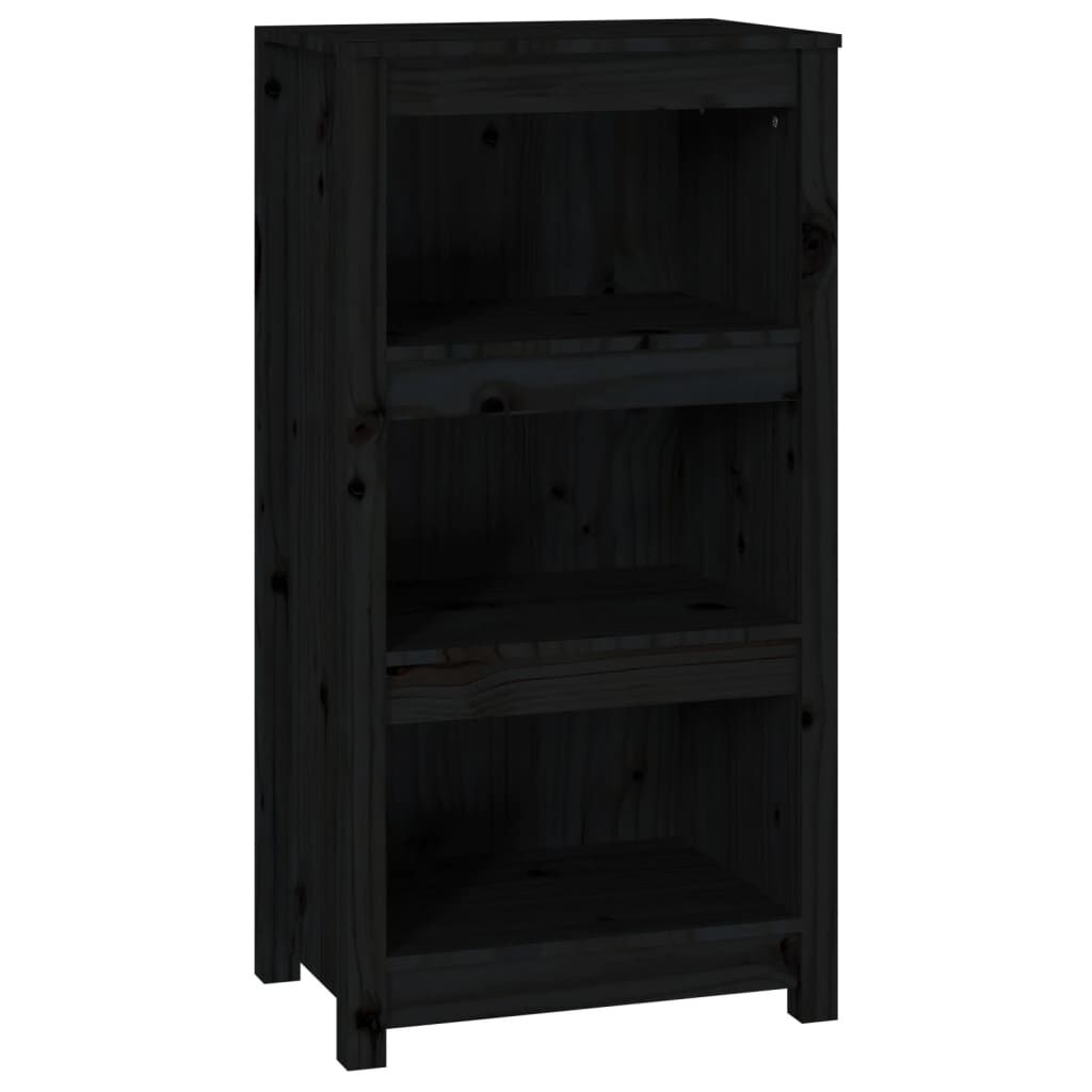 vidaXL Βιβλιοθήκη Μαύρη 50 x 35 x 97 εκ. από Μασίφ Ξύλο Πεύκου