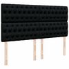 vidaXL Οθωμανικό κρεβάτι με στρώμα & LEDs Μαύρο ύφασμα 160x200cm