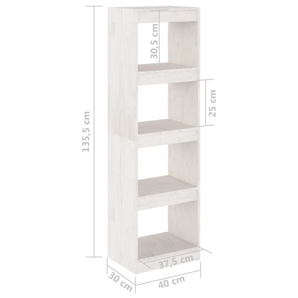vidaXL Βιβλιοθήκη/Διαχωριστικό Χώρου Λευκό 40x30x135,5 εκ. Ξύλο Πεύκου