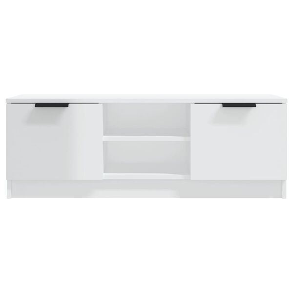 vidaXL Έπιπλο Τηλεόρασης Γυαλ. Λευκό 102x35x36,5 εκ Επεξεργασμένο Ξύλο