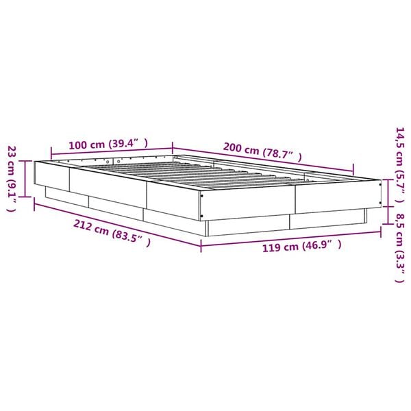 vidaXL Πλαίσιο Κρεβατιού Λευκό 100 x 200 εκ. Επεξεργ. Ξύλο