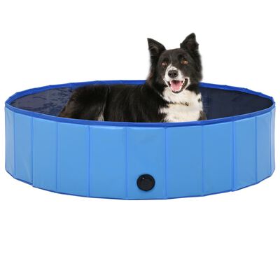 vidaXL Πισίνα για Σκύλους Πτυσσόμενη Μπλε 120 x 30 εκ. από PVC