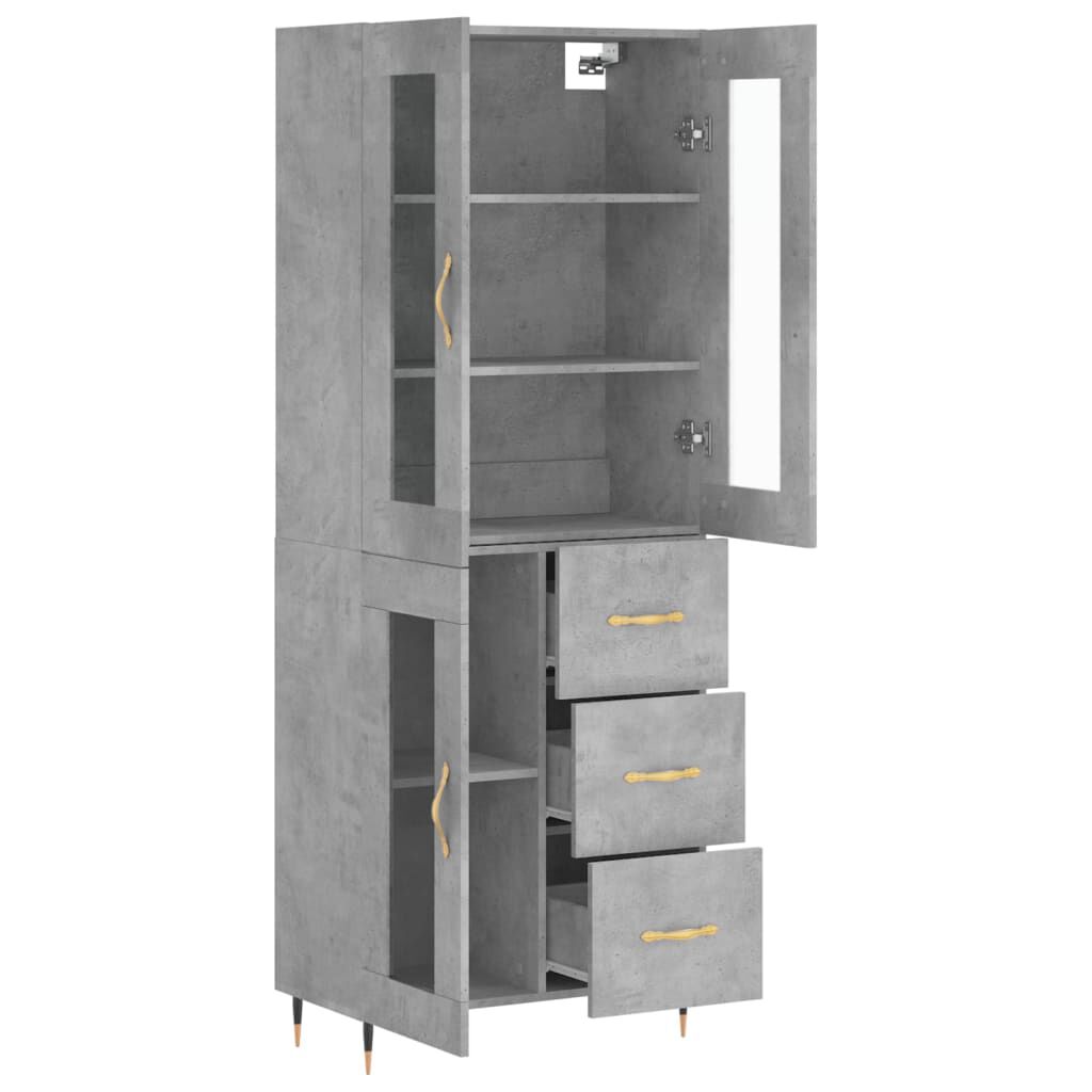 vidaXL Ντουλάπι Γκρι Σκυροδέματος 69,5x34x180 εκ. Επεξεργασμένο Ξύλο