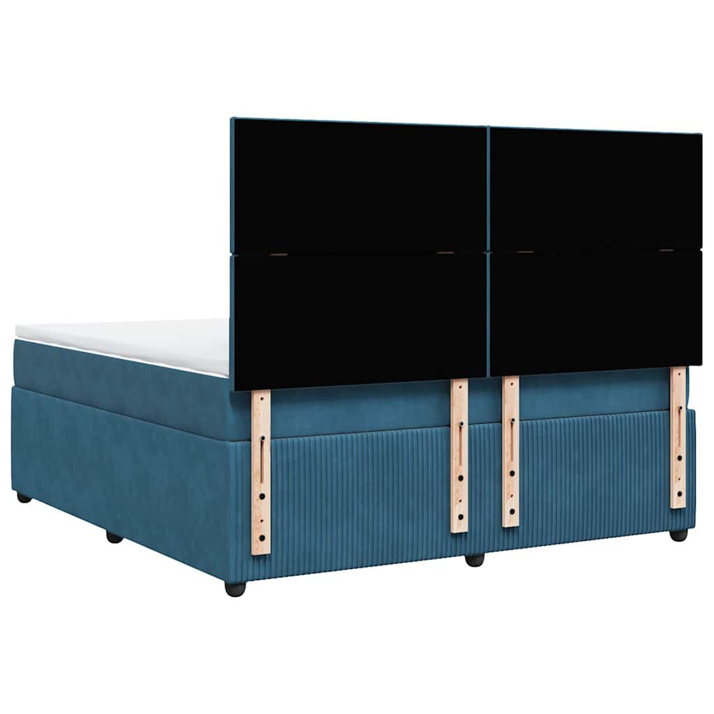 vidaXL Κρεβάτι Boxspring με Στρώμα Μπλε 180x200 εκ. Βελούδινο