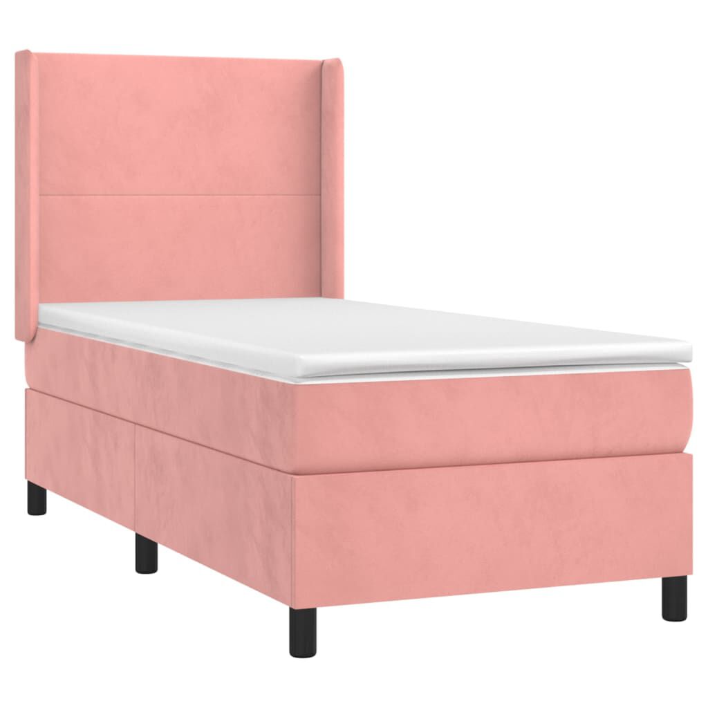 vidaXL Κρεβάτι Boxspring με Στρώμα Ροζ 100x200 εκ. Βελούδινο