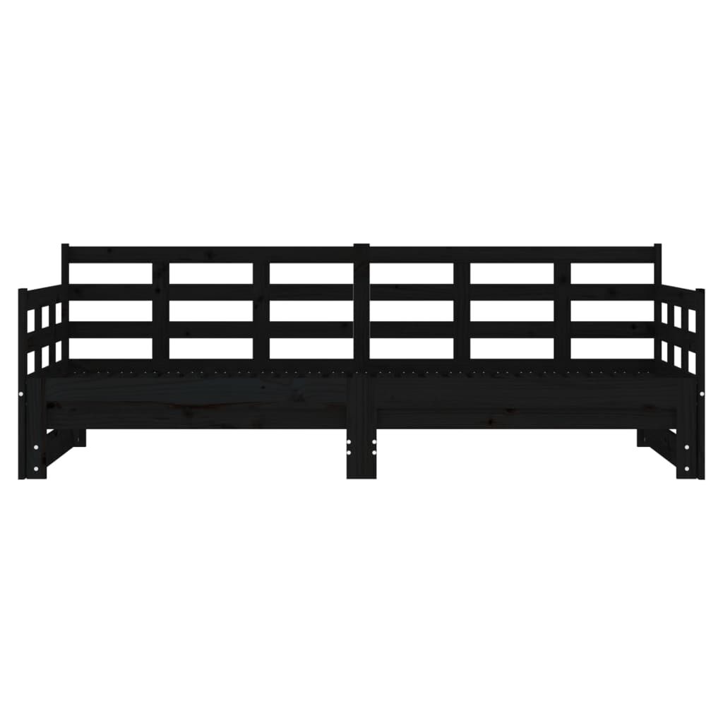 vidaXL Καναπές Κρεβάτι Συρόμενος Μαύρος 2x(90x200) εκ. από Μασίφ Πεύκο