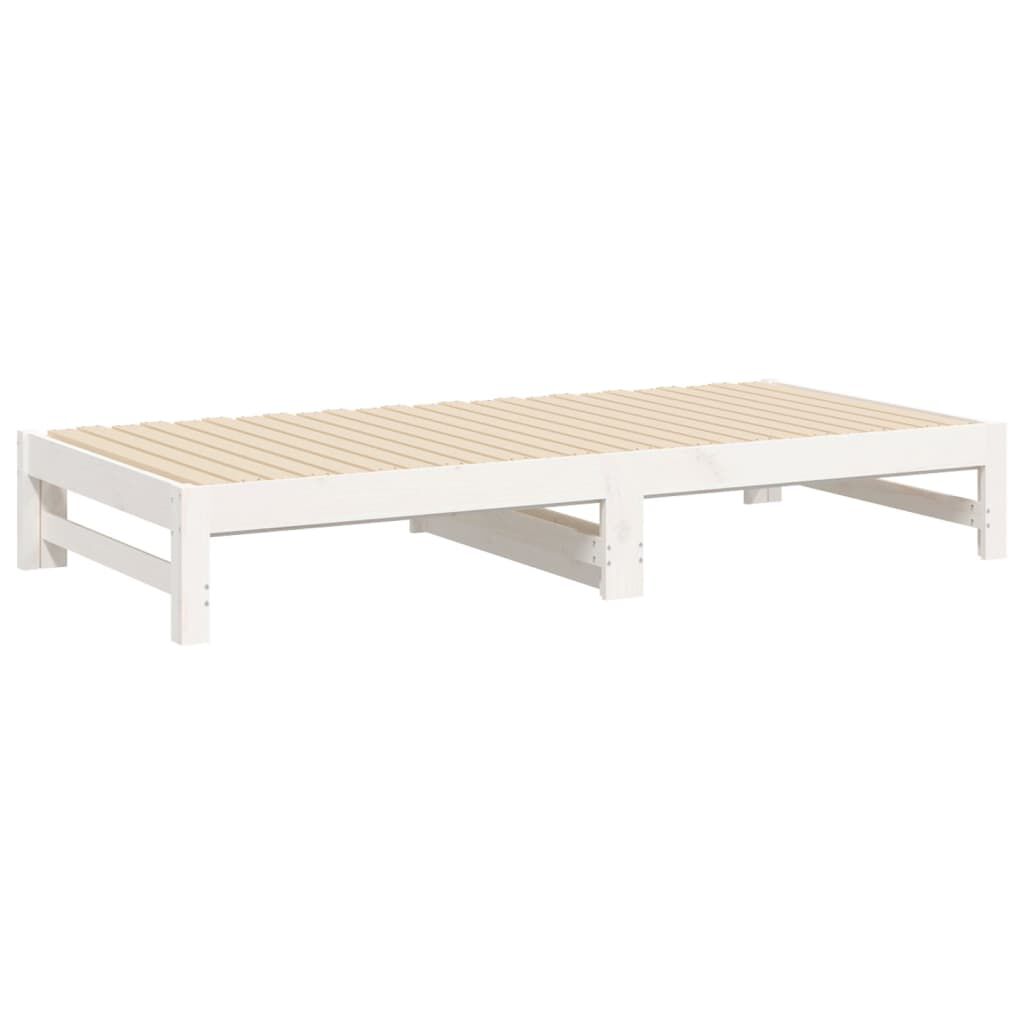 vidaXL Καναπές Κρεβάτι Συρόμενος Λευκός 2x(90x190) εκ. από Μασίφ Πεύκο