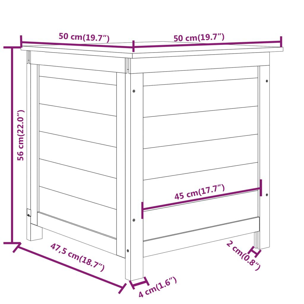 vidaXL Κουτί Μαξιλαριών Εξ. Χώρου Ανθρακί 50x50x56 εκ. Μασίφ Ελάτη