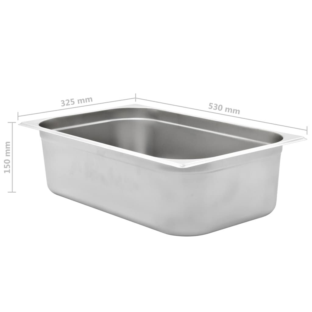 vidaXL Λεκάνες Gastronorm 2 τεμ. GN 1/1 150 χιλ. από Ανοξείδωτο Ατσάλι