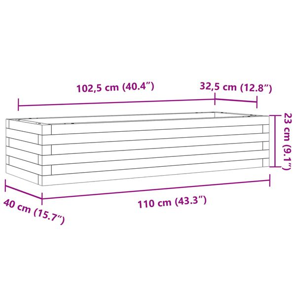 vidaXL Ζαρντινιέρα Κήπου 110x40x23 εκ. από Εμποτισμένο Ξύλο Πεύκου