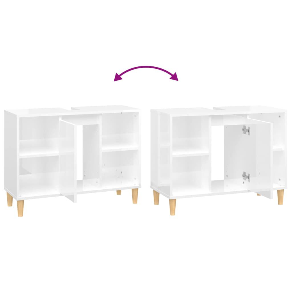vidaXL Ντουλάπι Νιπτήρα Γυαλ. Λευκό 80x33x60 εκ. Επεξεργασμένο Ξύλο