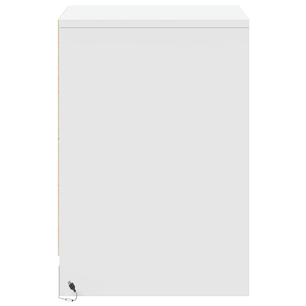 vidaXL Κομοδίνο με Φώτα LED Λευκό από Επεξεργασμένο ξύλο