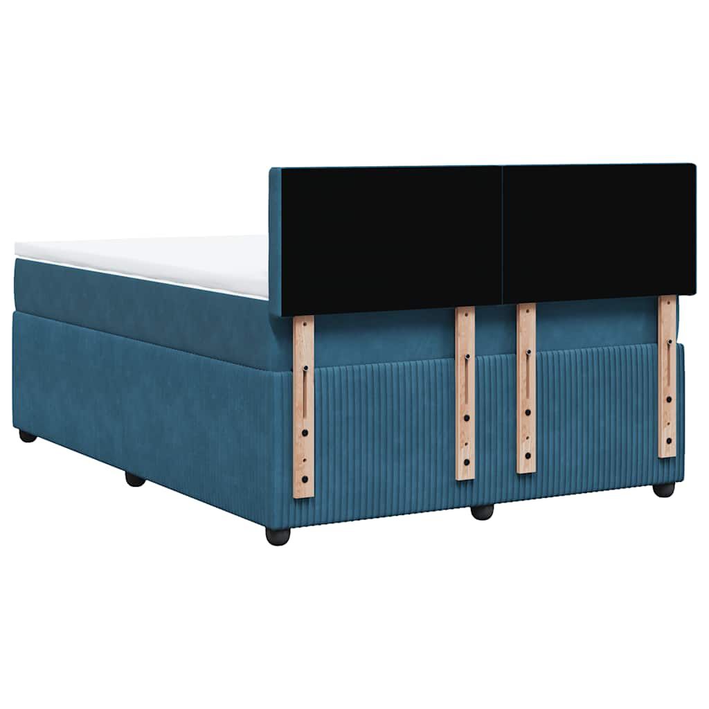 vidaXL Κρεβάτι Boxspring με Στρώμα Μπλε 140x200 εκ. Βελούδινο
