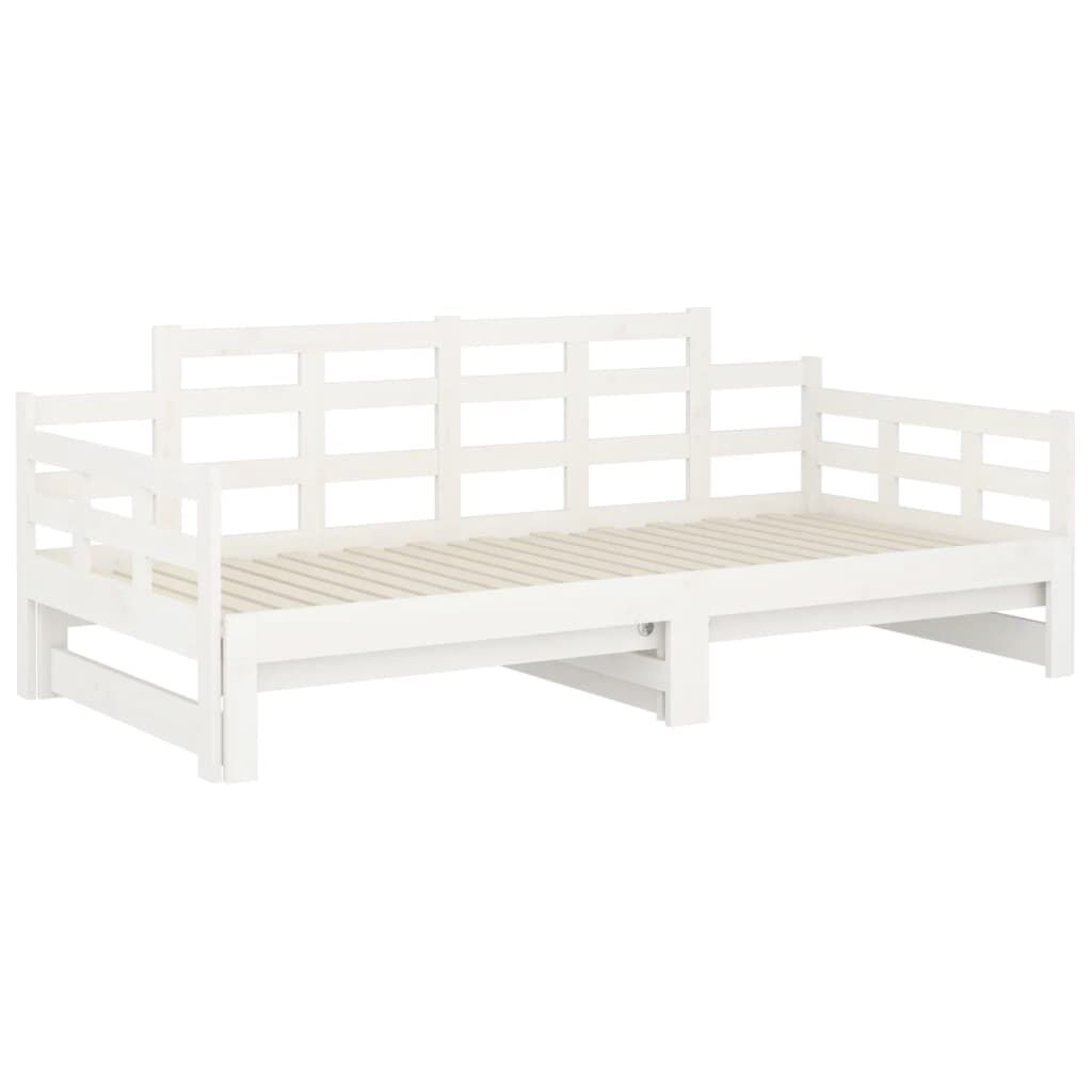 vidaXL Καναπές Κρεβάτι Συρόμενος Λευκός 2x(90x190) εκ. από Μασίφ Πεύκο