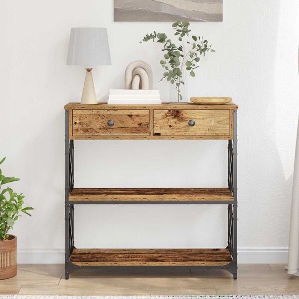 vidaXL Κονσόλα Ξύλου 75x28x75 εκ. Κατασκευασμένο από ξύλο και ατσάλι