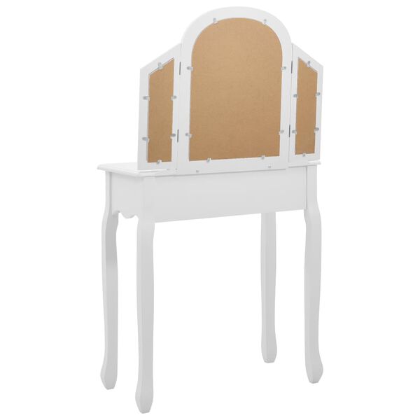vidaXL Μπουντουάρ με Σκαμπό Λευκό 65x36x128 εκ. Ξύλο Παυλώνιας / MDF