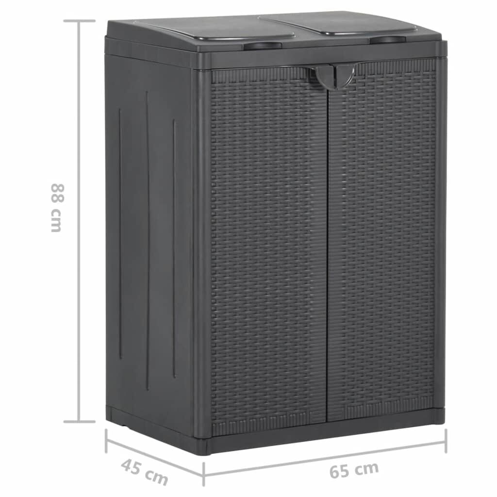 vidaXL Κάδος Απορριμμάτων με 2 Πόρτες Μαύρος 65 x 45 x 88 εκ. PP