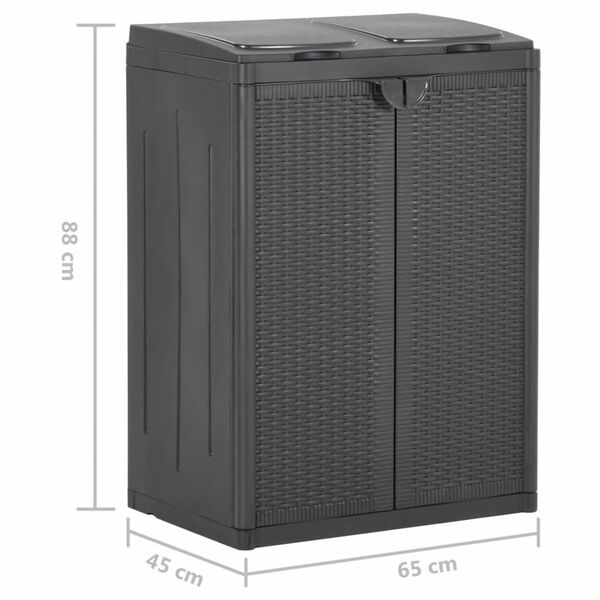 vidaXL Κάδος Απορριμμάτων με 2 Πόρτες Μαύρος 65 x 45 x 88 εκ. PP