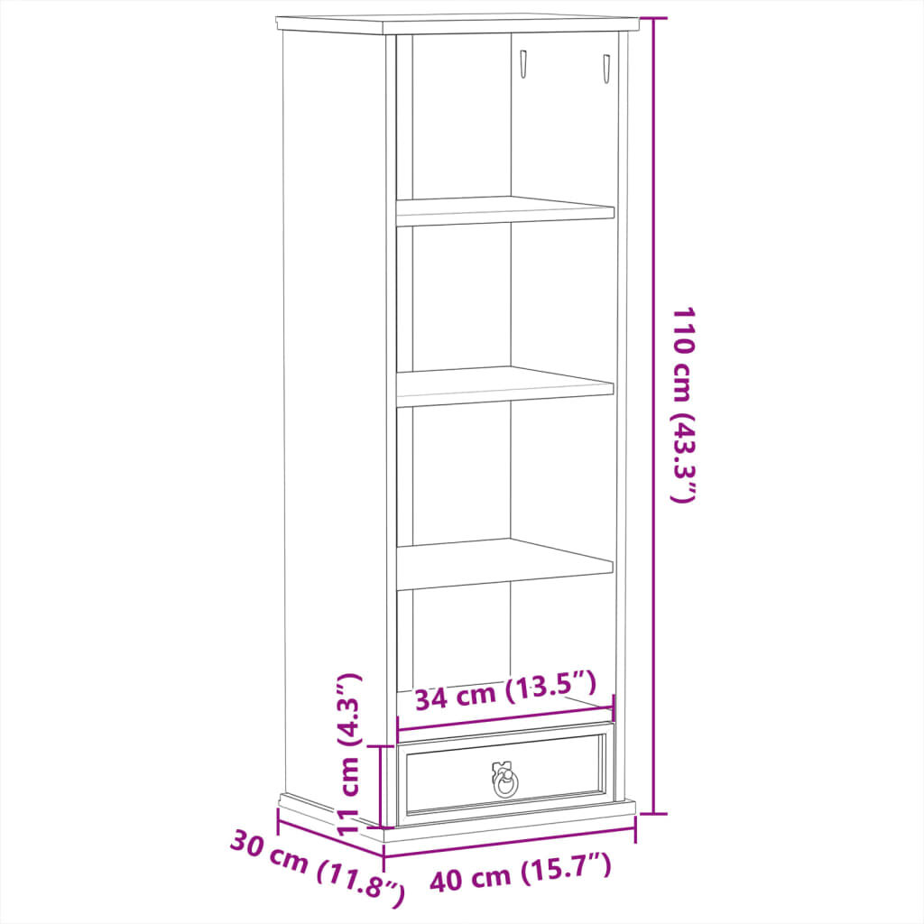 vidaXL Έπιπλο για CD Corona 40x30x110 εκ. από Μασίφ Ξύλο Πεύκου