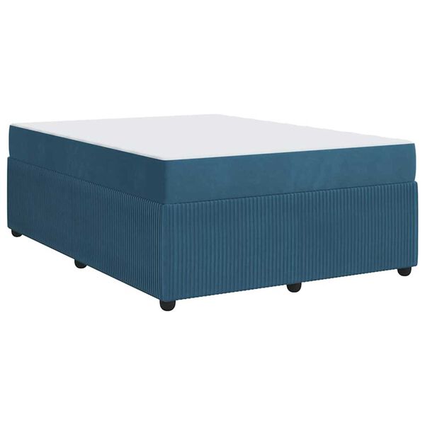 vidaXL Σκελετός κρεβατιού με στρώμα Μπλε 160 x 200 cm Βελούδο