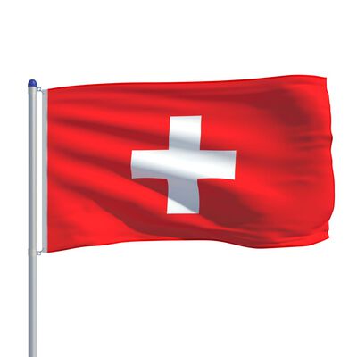 vidaXL Σημαία Ελβετίας 6 μ. με Ιστό Αλουμινίου