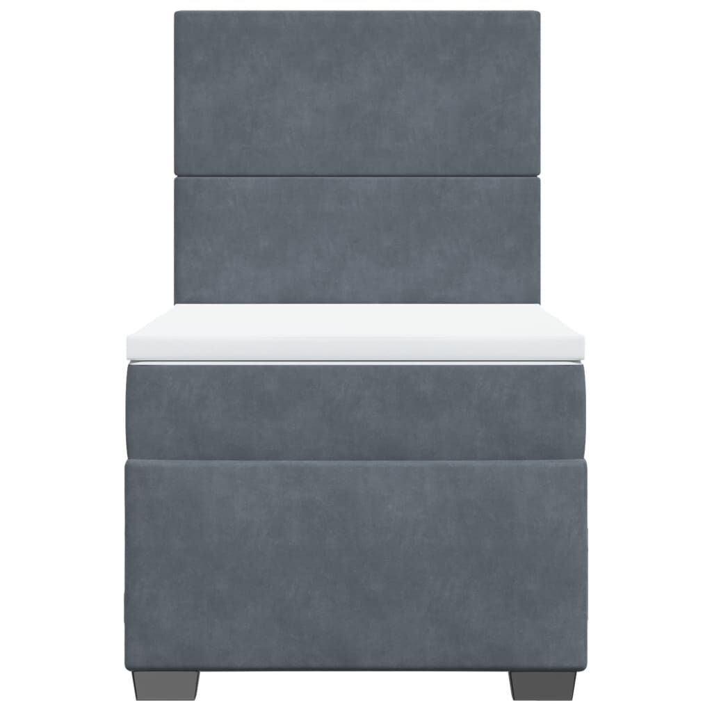 vidaXL Κρεβάτι Boxspring με Στρώμα Σκούρο Γκρι 100x200 εκ. Βελούδινο