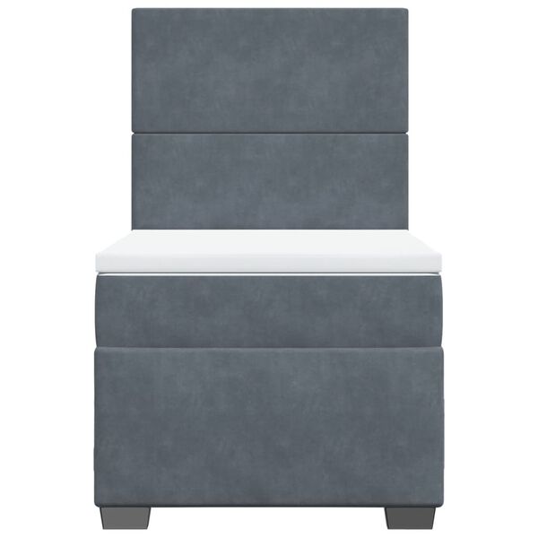 vidaXL Κρεβάτι Boxspring με Στρώμα Σκούρο Γκρι 100x200 εκ. Βελούδινο