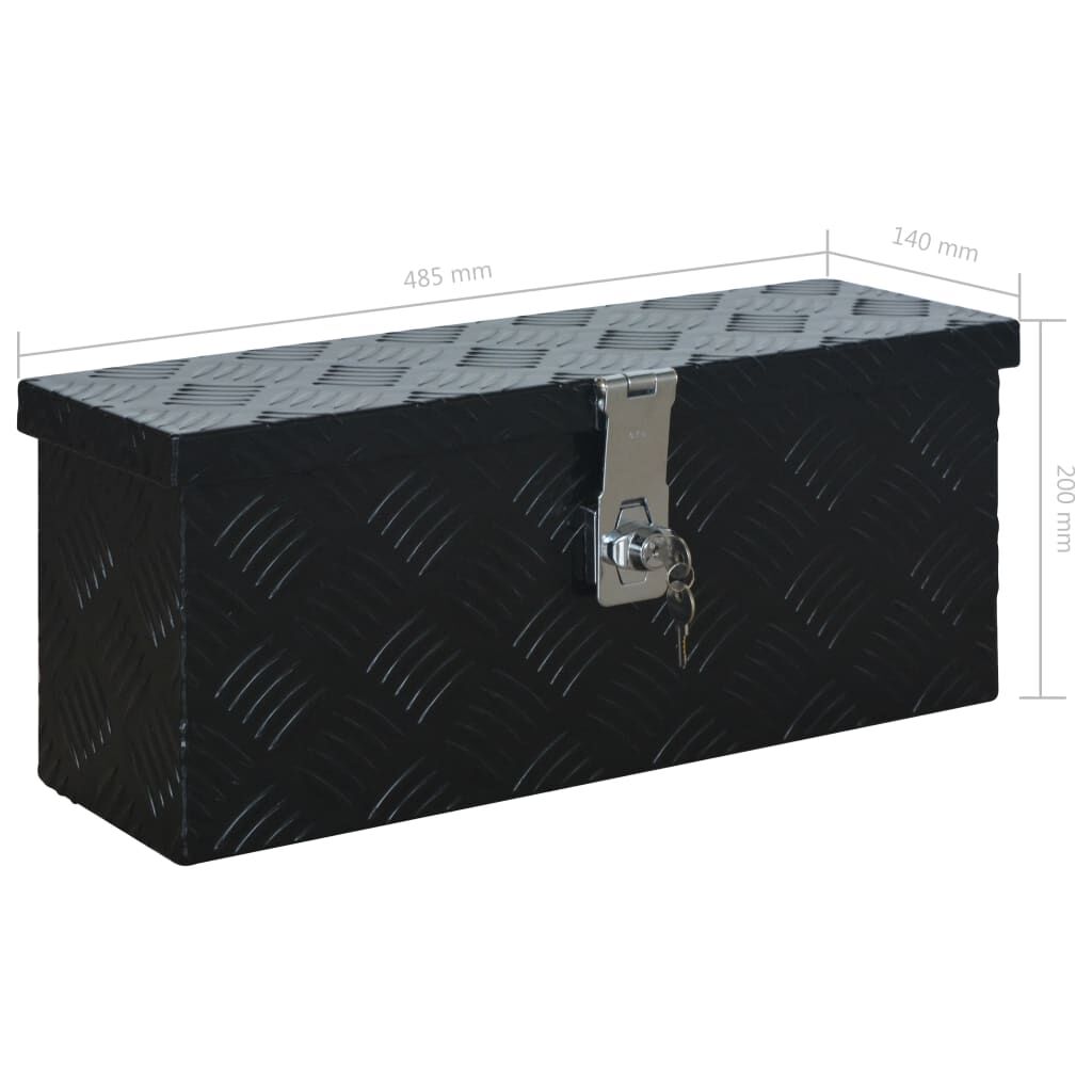 vidaXL Κουτί Αποθήκευσης Μαύρο 485 x 140 x 200 χιλ. Αλουμινίου