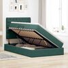 vidaXL Κρεβάτι με φώτα λωρίδας LED Σκούρο Πράσινο 120 x 200 cm Βελούδο