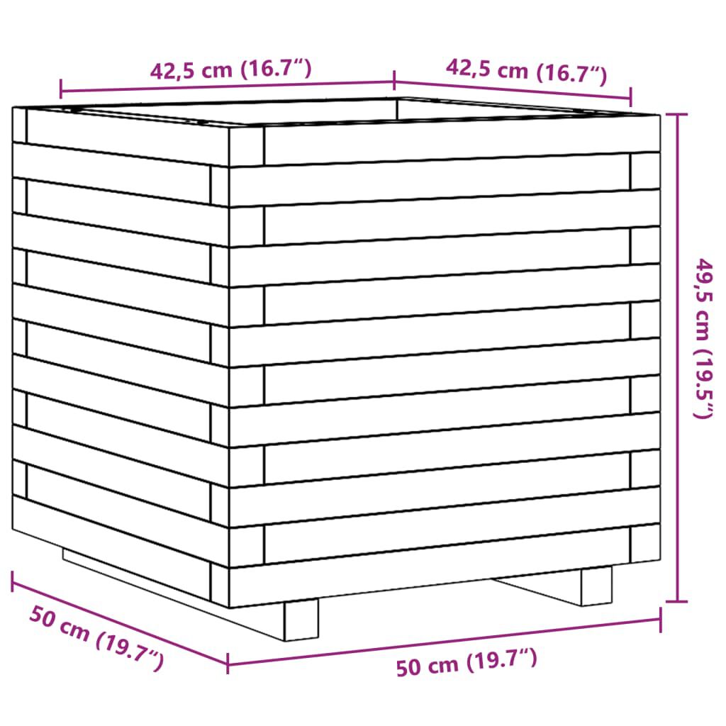 vidaXL Ζαρντινιέρα Κήπου 50x50x49,5 εκ. από Μασίφ Ξύλο Ψευδοτσούγκας