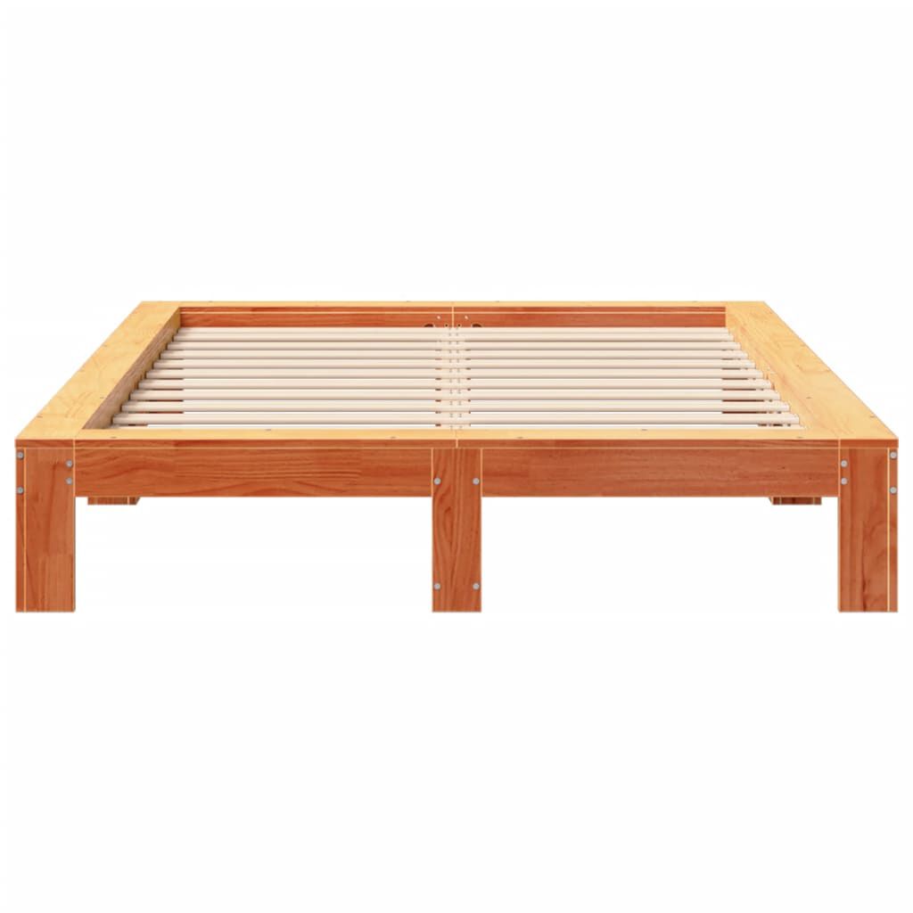 vidaXL Σκελετός Κρεβατιού Χωρίς Στρώμα Καφέ 140x200 Μασίφ Ξύλο Πεύκου