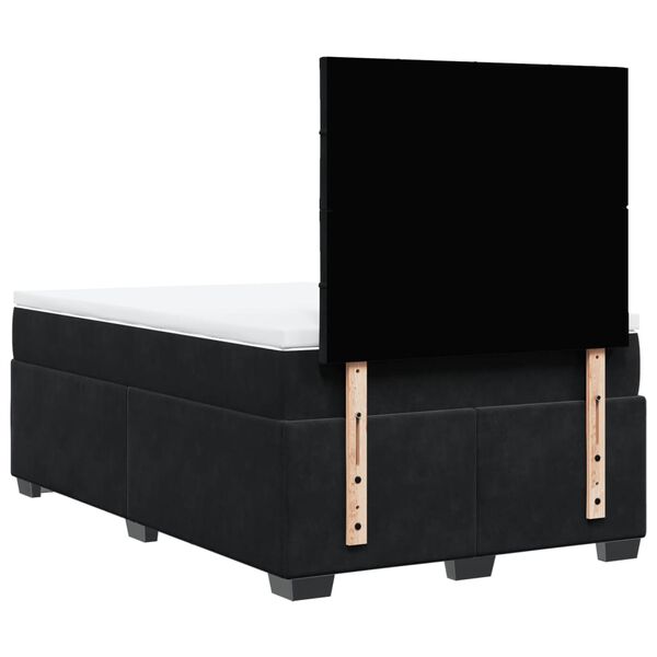 vidaXL Κρεβάτι Boxspring με Στρώμα Μαύρο 120x190 εκ. Βελούδινο