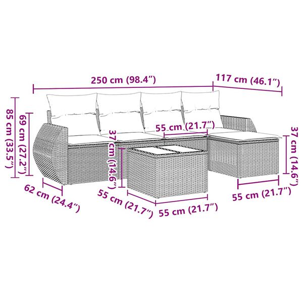 vidaXL &Kappa;&alpha;&nu;&alpha;&pi;έ&sigmaf; &Kappa;ή&pi;&omicron;&upsilon; 6 &Tau;&epsilon;&mu;&alpha;&chi;ί&omega;&nu; &Mu;&alpha;ύ&rho;&omicron; &alpha;&pi;ό &Sigma;&upsilon;&nu;&theta;&epsilon;&tau;&iota;&kappa;ό &Rho;&alpha;&tau;ά&nu; &mu;&epsilon; &Mu;&alpha;&xi;&iota;&lambda;ά&rho;&iota;&alpha;