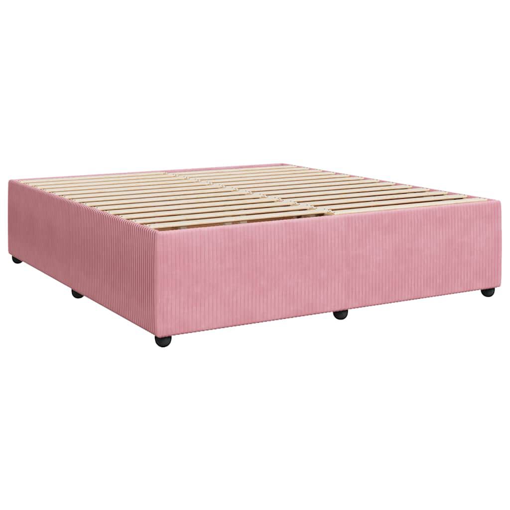 vidaXL Κρεβάτι Boxspring με Στρώμα Ροζ 180x200 εκ. Βελούδινο