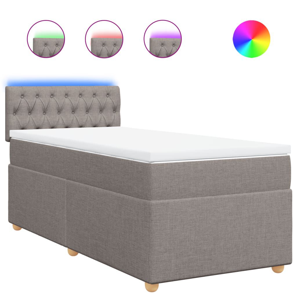 vidaXL Κρεβάτι Boxspring με Στρώμα Taupe 100 x 200 εκ. Υφασμάτινο