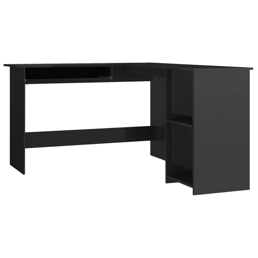 vidaXL Γραφείο Γωνιακό Γυαλιστερό Μαύρο 120 x 140 x 75 εκ. Μοριοσανίδα