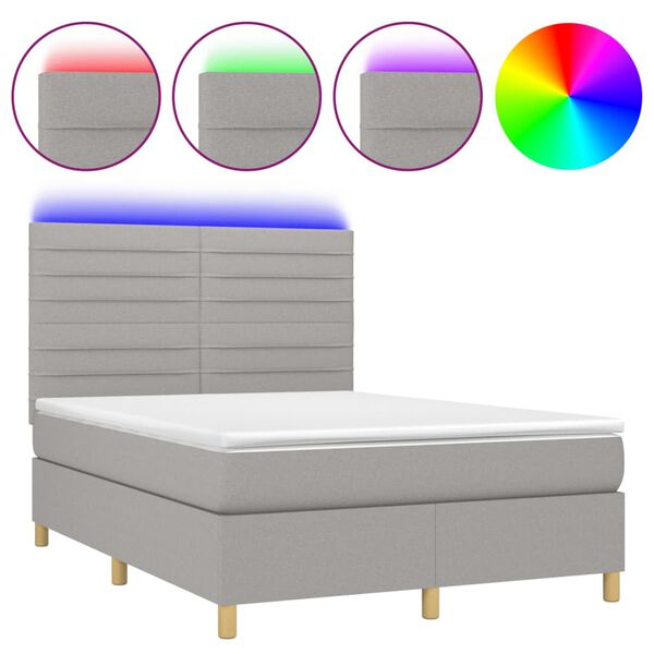 vidaXL &Kappa;&rho;&epsilon;&beta;ά&tau;&iota; Boxspring &mu;&epsilon; &Sigma;&tau;&rho;ώ&mu;&alpha; & LED &Alpha;&nu;.&Gamma;&kappa;&rho;&iota; 140x200&epsilon;&kappa;. &Upsilon;&phi;&alpha;&sigma;&mu;ά&tau;&iota;&nu;&omicron;