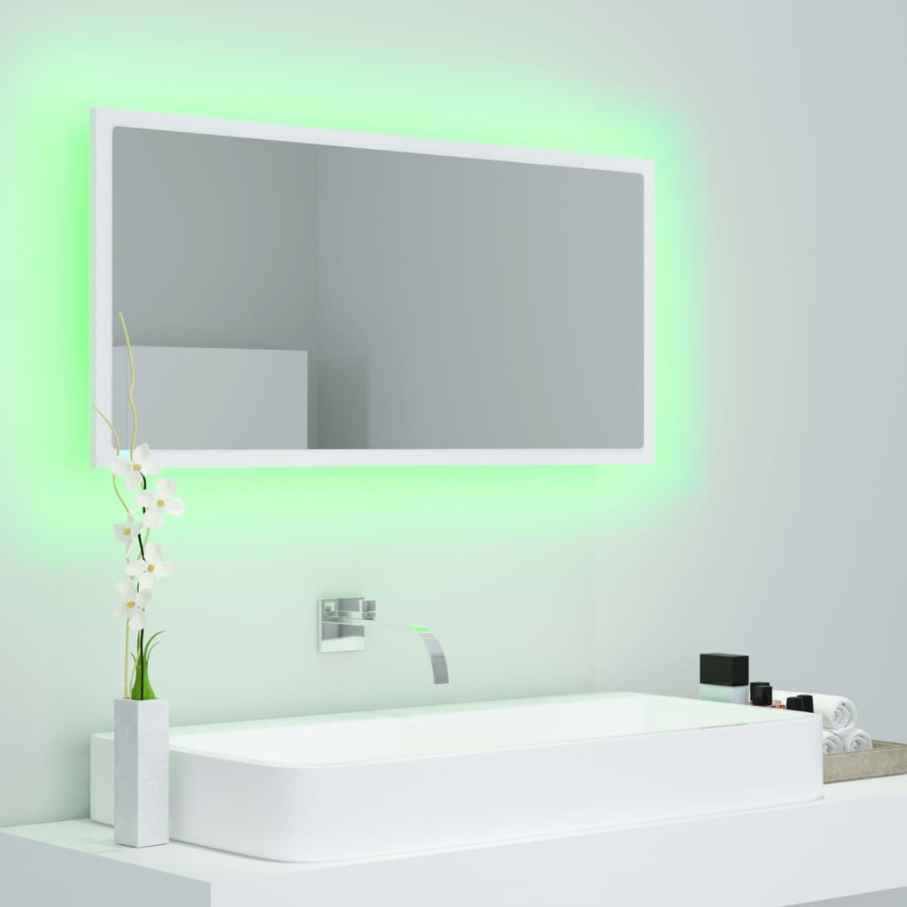 vidaXL Καθρέφτης Μπάνιου με LED Λευκός 90 x 8,5 x 37 εκ. Ακρυλικός