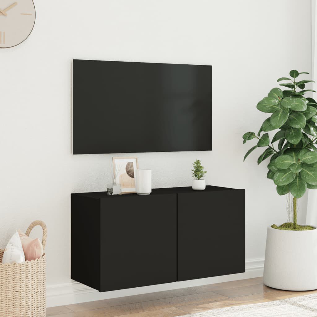 vidaXL Ντουλάπι Τοίχου Τηλεόρασης Μαύρο 80 x 30 x 41 εκ.
