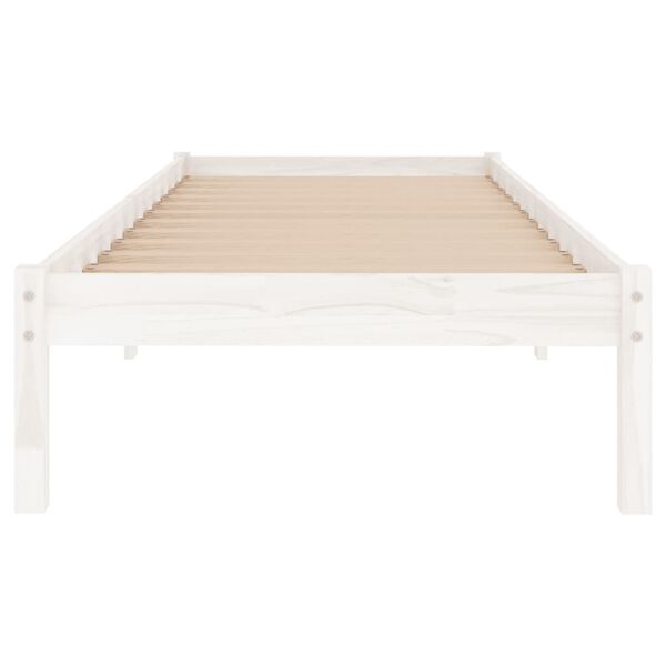vidaXL Πλαίσιο Κρεβατιού Λευκό 75x190 εκ. Μασίφ Ξύλο Small Single