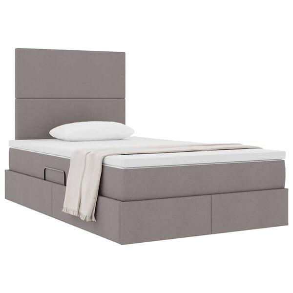 vidaXL Κρεβάτι Αποθήκης με στρώμα Taupe 120 x 190 cm Τεχνητό Δέρμα