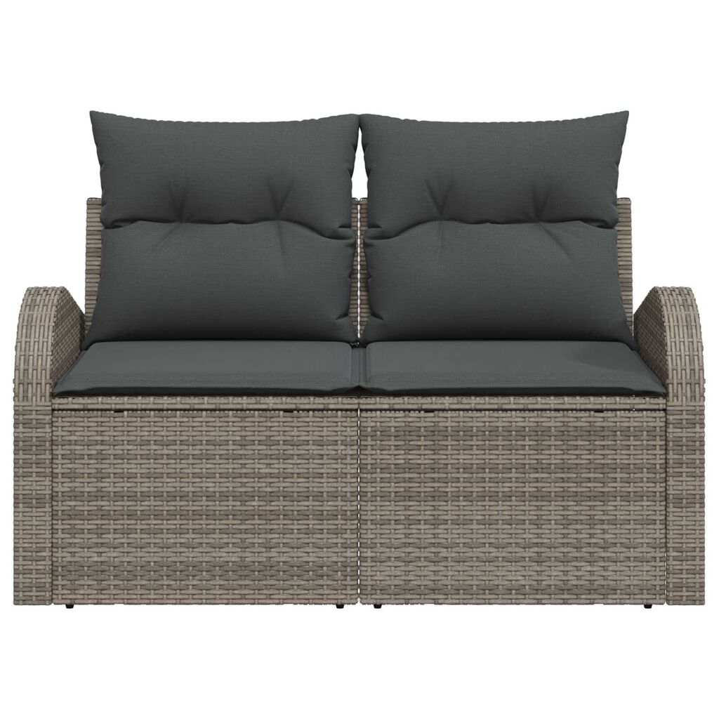 vidaXL Καναπές Κήπου με μαξιλάρι Γκρι 124 x 62 x 69cm συνθετικό ρατάν