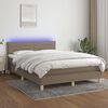 vidaXL &Kappa;&rho;&epsilon;&beta;ά&tau;&iota; Boxspring &mu;&epsilon; &Sigma;&tau;&rho;ώ&mu;&alpha; & LED Taupe 140x200 &epsilon;&kappa;. &Upsilon;&phi;&alpha;&sigma;&mu;ά&tau;&iota;&nu;&omicron;