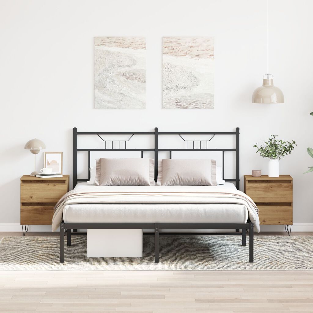 vidaXL Κομοδίνα 2 τεμ Ξύλο Δρυός 40x35x50 εκ Μηχανικά Ξύλα