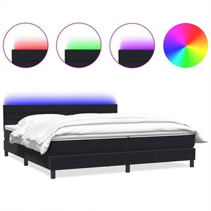 vidaXL &Kappa;&rho;&epsilon;&beta;ά&tau;&iota; Boxspring &mu;&epsilon; &Sigma;&tau;&rho;ώ&mu;&alpha; & LED &Mu;&alpha;ύ&rho;&omicron; 180x220 cm &Beta;&epsilon;&lambda;&omicron;ύ&delta;&iota;&nu;&omicron;