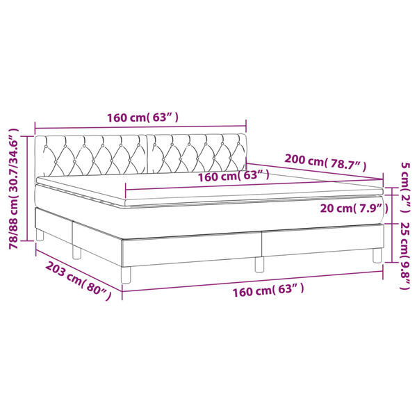 vidaXL Κρεβάτι Boxspring με Στρώμα Ροζ 160x200 εκ. Βελούδινο