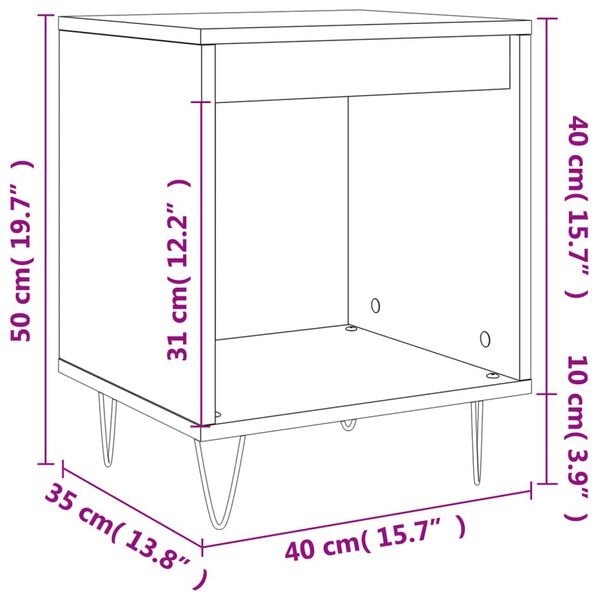 vidaXL Κομοδίνα 2 τεμ. Καπνιστή Δρυς 40 x 35 x 50 εκ. Επεξεργ. Ξύλο